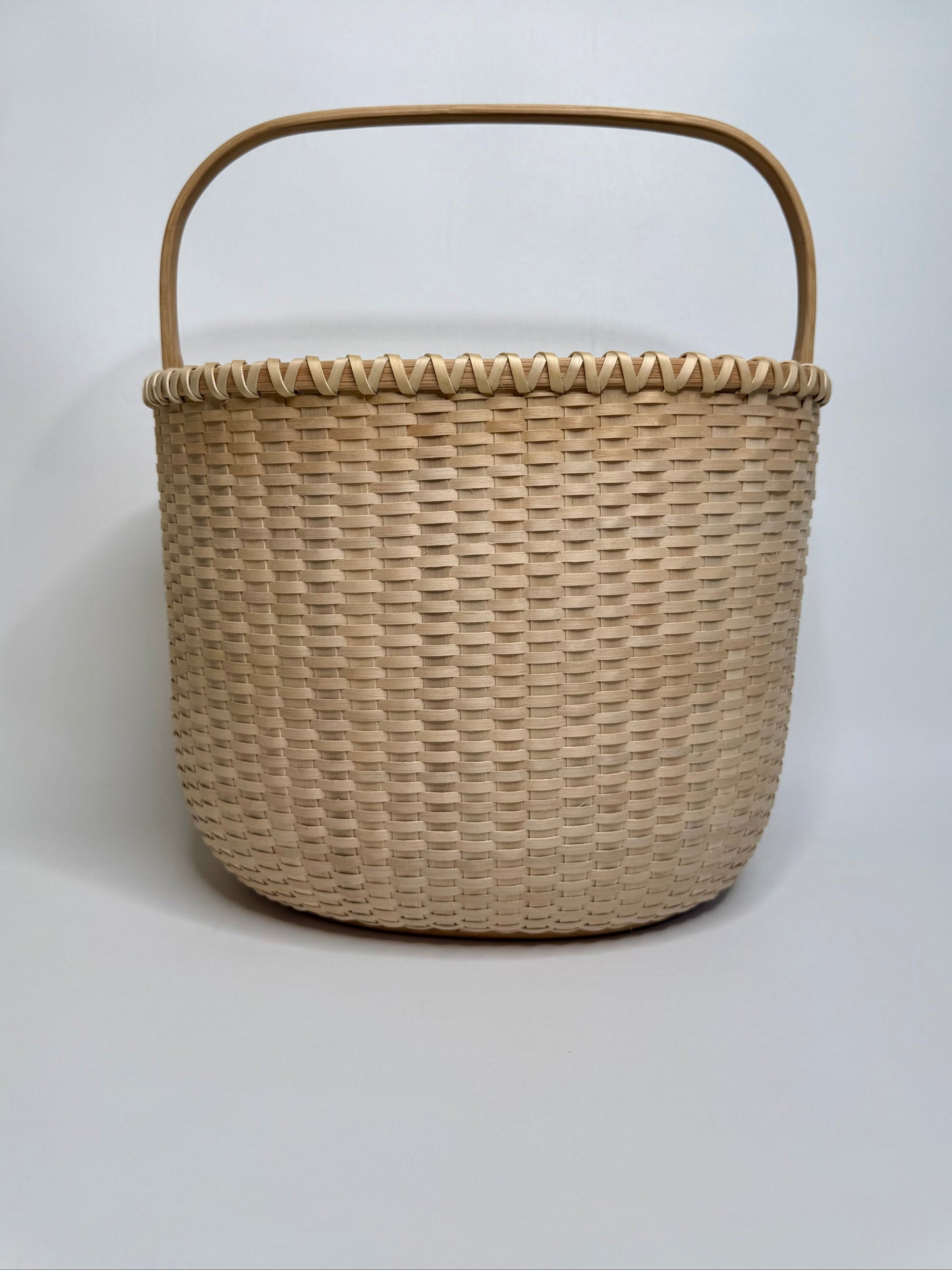 Large Oval Basket with Wooden Bottom