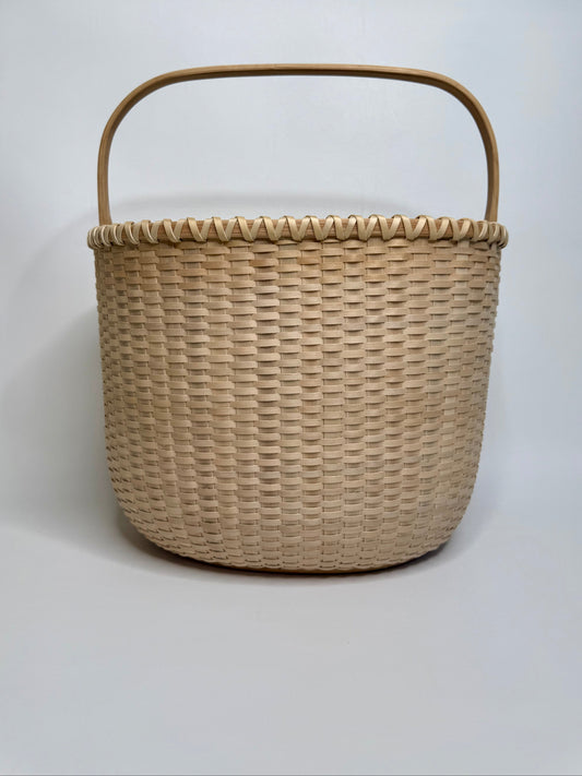 Large Oval Basket with Wooden Bottom