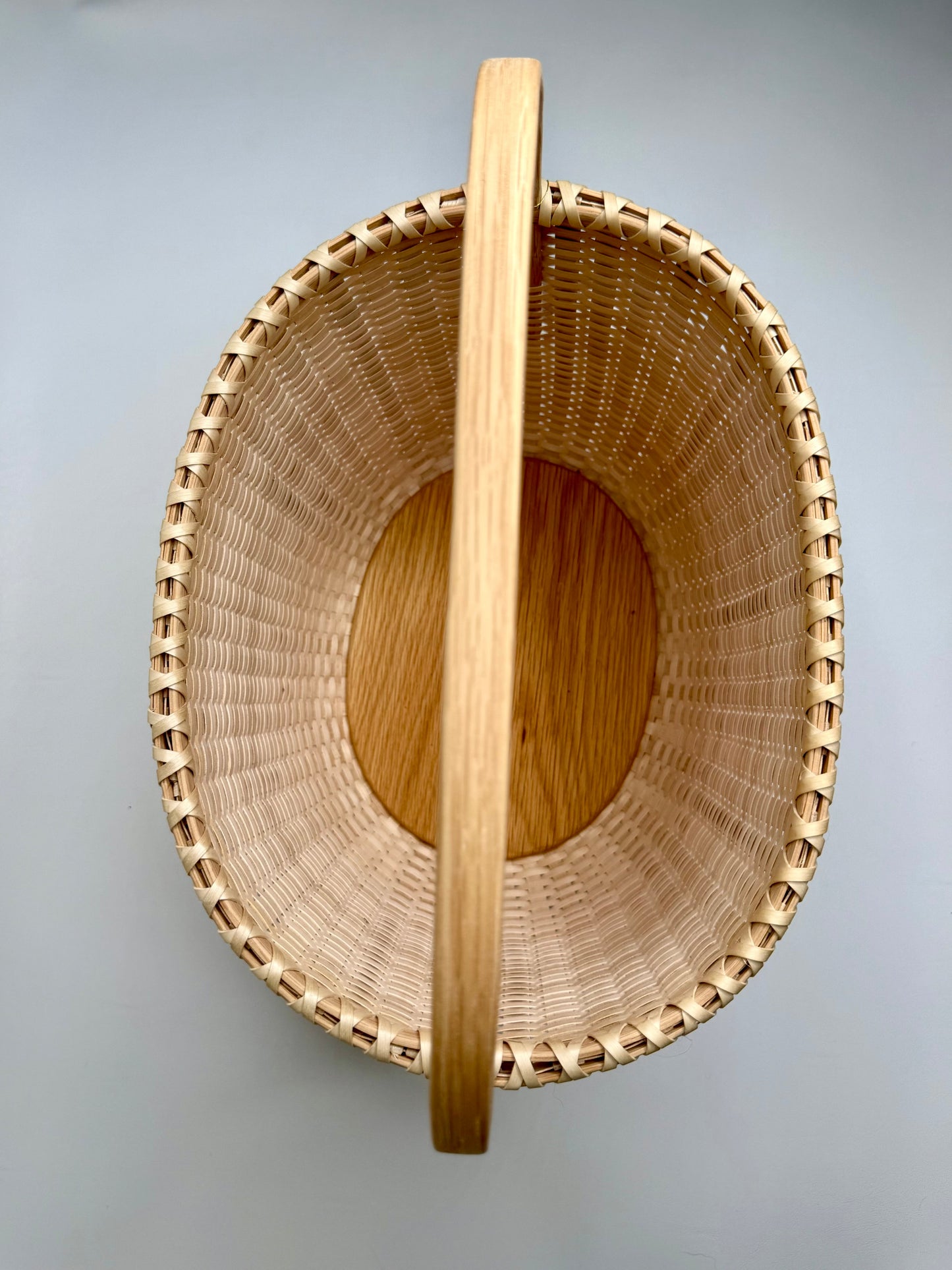 Large Oval Basket with Wooden Bottom