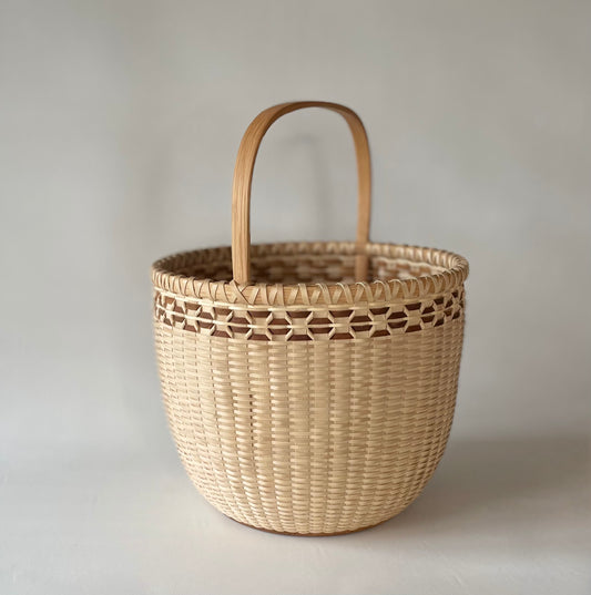 Round Basket with Elm Bark Design